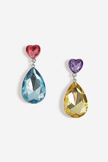 Topshop Mismatch Heart Stone Drop Earrings