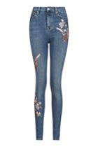 Topshop Tall Floral Embroidered Jamie Jeans