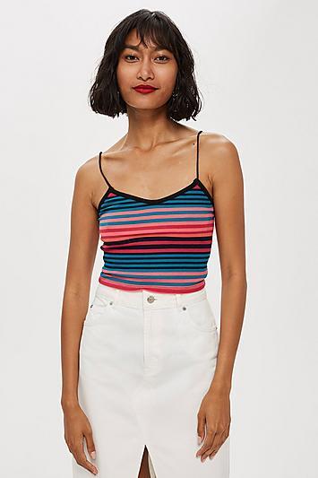Topshop Petite Fluro Striped Camisole Top