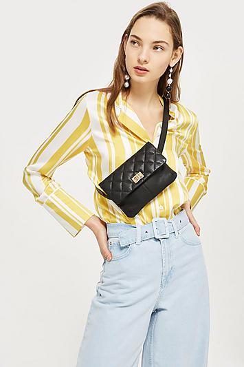 Topshop Leather Quilted Bum Bag