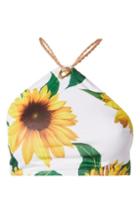 Topshop *sunflower Print Bikini Top By Jaded London