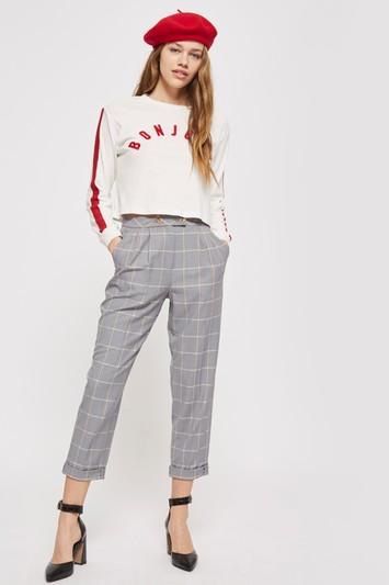 Topshop Checked Tapered Leg Trousers