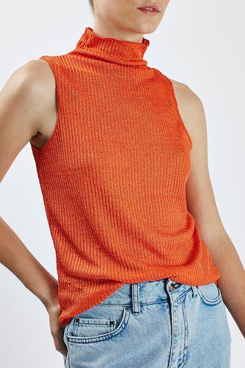 Topshop Gauzy Funnel Halter Top By Boutique