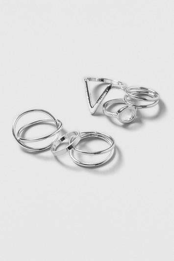 Topshop Silver Mega Geo Rings Pack