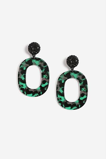 Topshop Jet Stone Topper Glitter Resin Earrings
