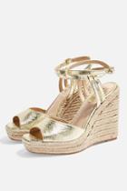 Topshop Whitney Gold Espadrille Wedges