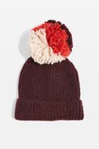 Topshop Mixed Big Pom Pom Knit Beanie Hat