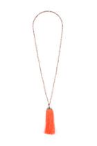 Topshop Coral Bead And Tassel Rope Necklace