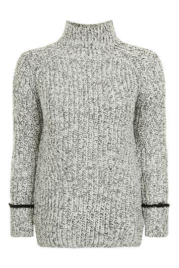 Topshop Oversized Tweedy Funnel Jumper