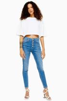 Topshop Petite Mid Stone Button Fly Jamie Jeans