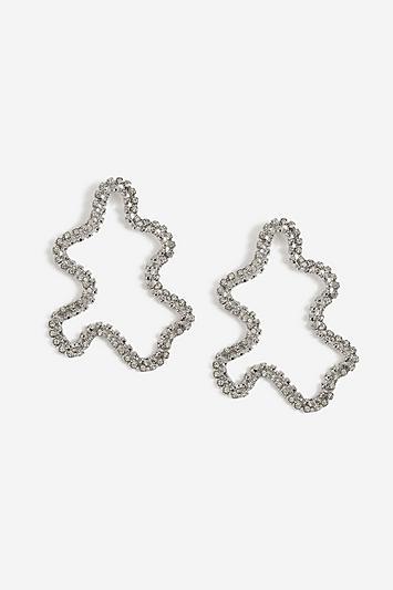 Topshop *rhinestone Curved Shape Studs