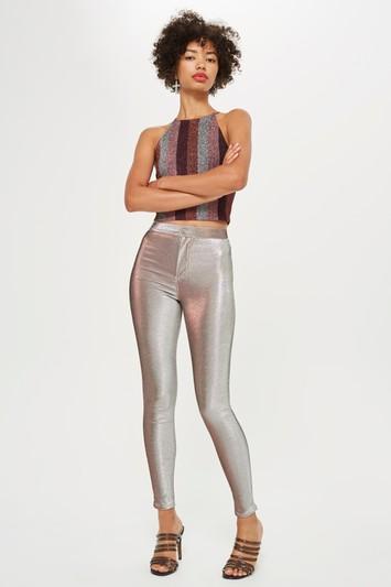 Topshop Pink Shimmer Joni Jeans