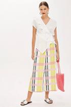 Topshop Bright Check Cropped Wide Trousers