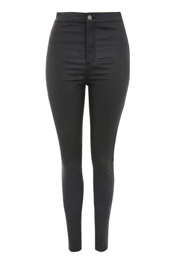 Topshop Tall Black Coated Joni Jeans