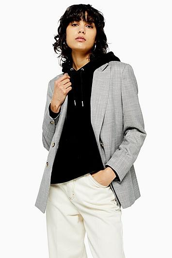 Topshop Grey Double Breasted Blazer