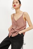 Topshop Tall Striped Button Through Camisole Top