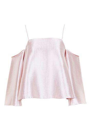 Topshop Tall Satin Bell Sleeve Top