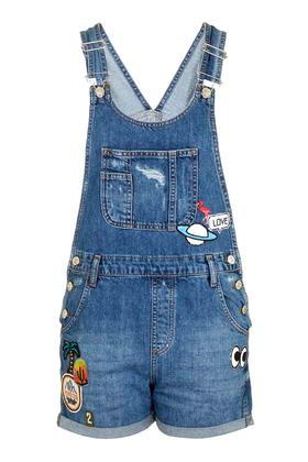 Topshop Moto Badge Short Dungaree