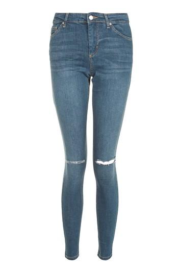 Topshop Moto Dark Blue Ripped Leigh Jeans