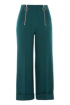 Topshop Double Zip Cropped Wide Leg Trousers