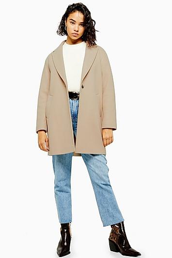 Topshop Petite Oat Single Breasted Coat