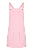 Topshop Moto Pink Velvet Pinafore Dress