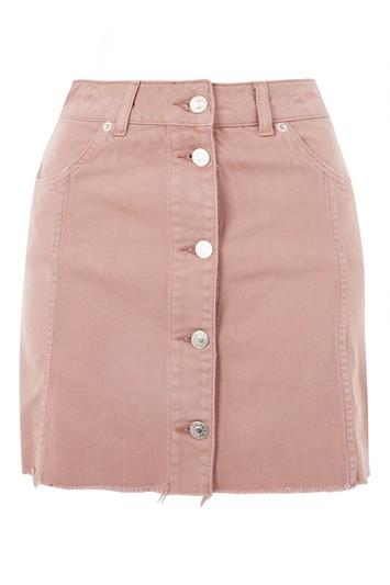 Topshop Moto Button Up Denim Mini Skirt