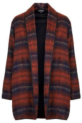 Topshop Fluffy Striped Wool Duster Jacket