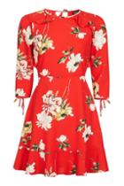 Topshop Tall Paint Floral Tea Dress