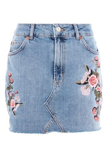 Topshop Petite Blossom Embroidered Skirt