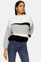 Topshop Knitted Colour Block Cropped Jumper