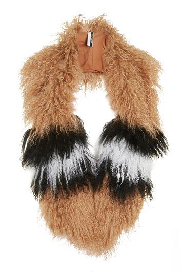 Topshop Stripe Mongolian Scarf