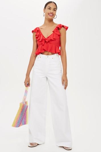 Topshop White Wide Leg Jeans