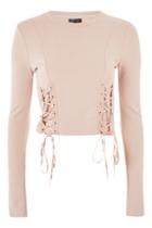Topshop Lace Up Long Sleeve Top
