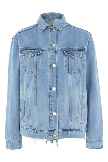 Topshop Tall Elbow Rip Denim Jacket