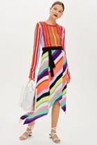 Topshop Rainbow Stripe Midi Skirt