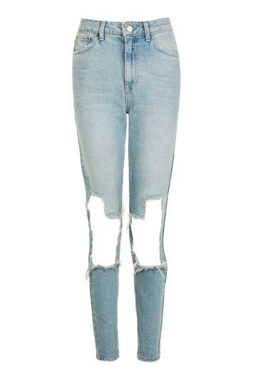 Topshop Moto Busted Bleach Mom Jeans
