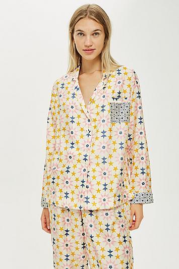 Topshop Key To Freedom Star Print Pyjama Shirt