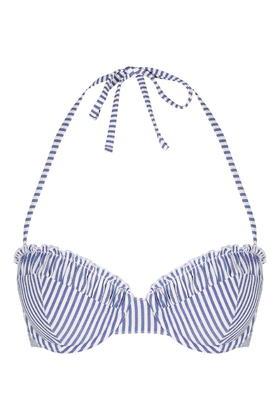 Topshop Ruche Stripe Bikini Top