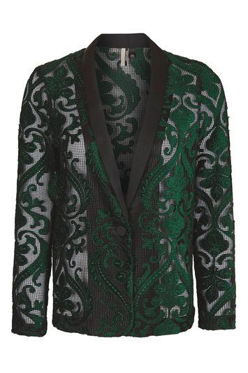 Topshop Applique Velvet Jacket