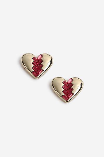 Topshop *heart Rhinestone Stud Earrings