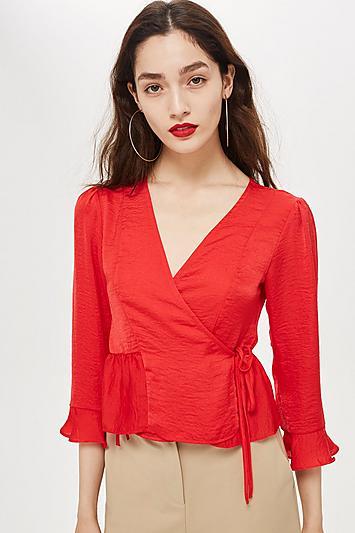 Topshop Peplum Wrap Blouse