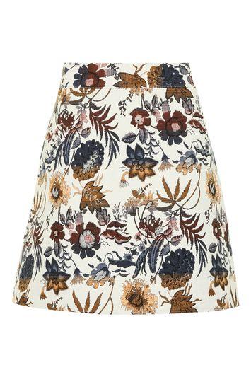 Topshop Pressed Flower A-line Skirt