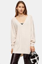 Topshop Pink V Neck Knitted Jumper With Cashmere
