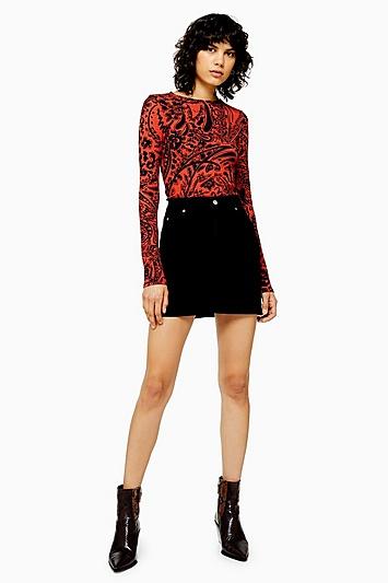 Topshop Black Denim Mini Skirt