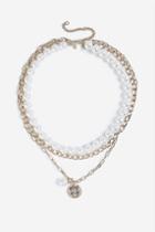 Topshop *pearl And Coin Multirow Necklace