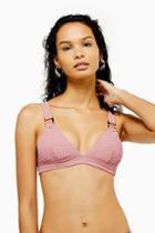 Topshop Dark Pink Shirred Ring Bikini Triangle Top