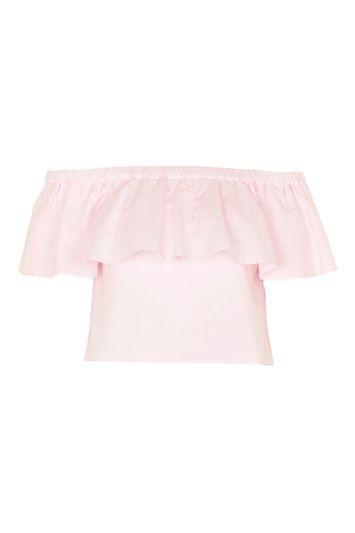 Topshop Tall Poplin Bardot Top