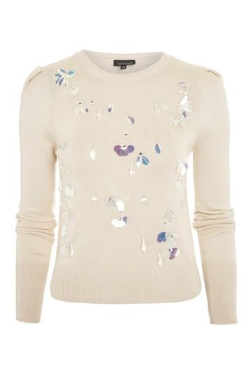 Topshop Embellished Crew Neck Jumper