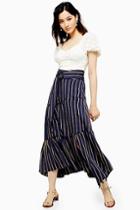 Topshop Stripe Tiered Maxi Skirt